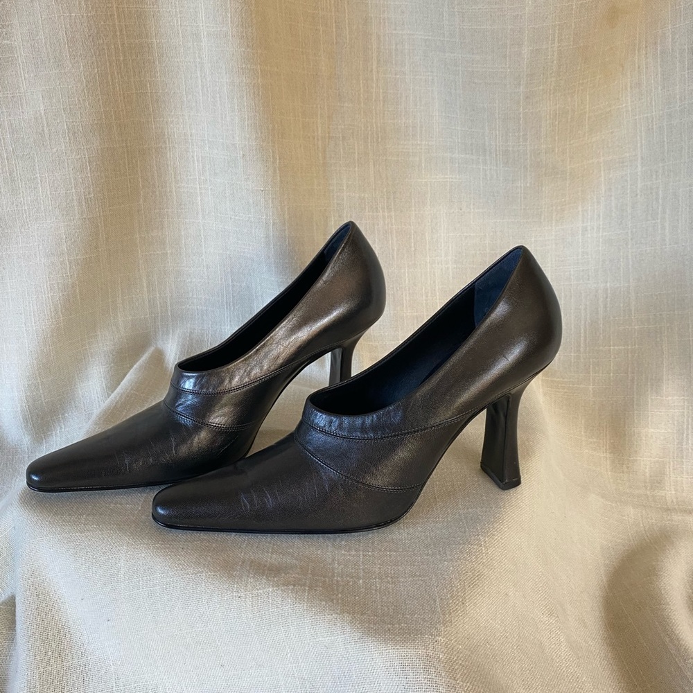 NEW Donna Karan Dk Brown Leather Heels 8B